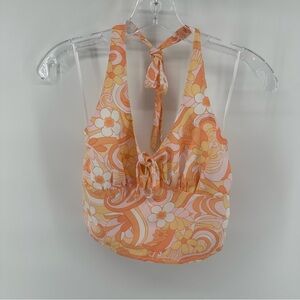 Hollister floral retro 70s festival halter crop top summer Resortwear vacation